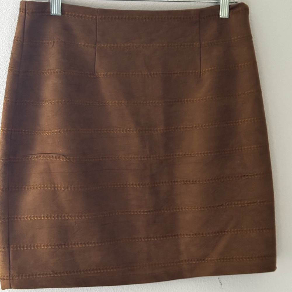 Missguided faux suede embroidered Brown Women's pencil Skirt Sz 10